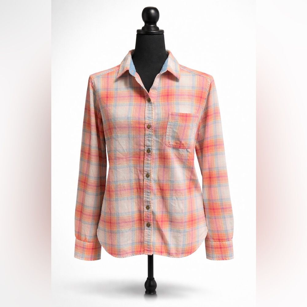 Hollister Pink Blue Plaid Button Up Shirt Size Small